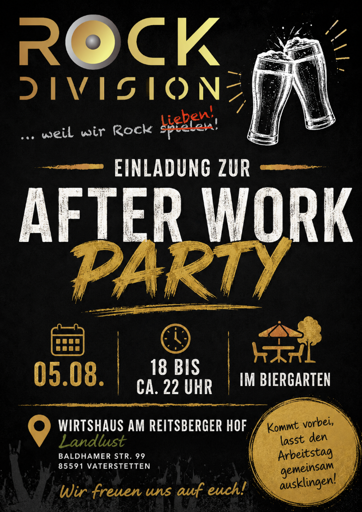 Grafische Information zum Gig Rock Division After Work in der Landlust Vaterstetten