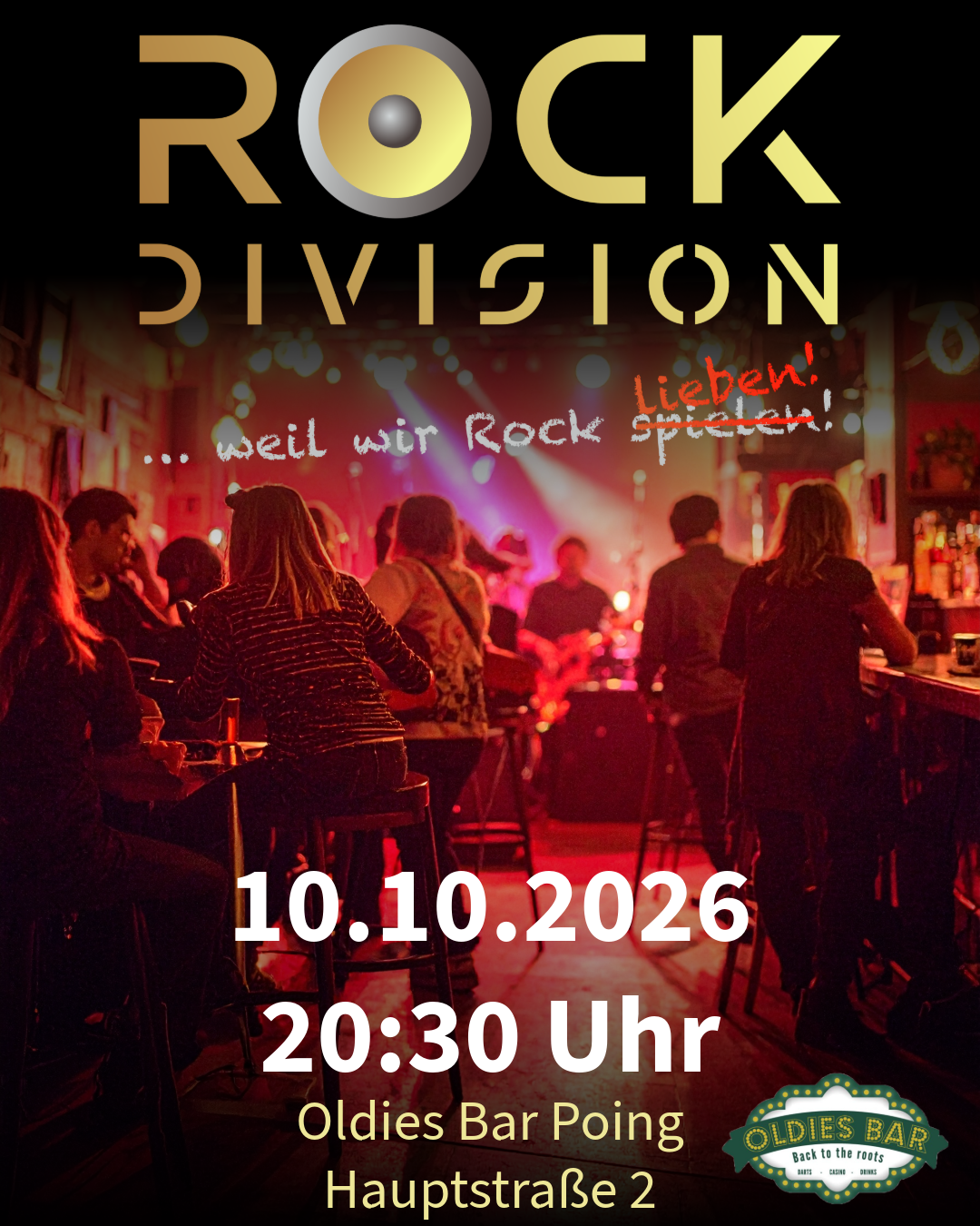 Grafische Information zum Gig Rock Division in der Oldies Bar Poing